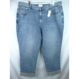 Lane Bryant Jeans Women's Plus Size 24 Boyfriend Shimmer Stud Cuffs Denim Pants